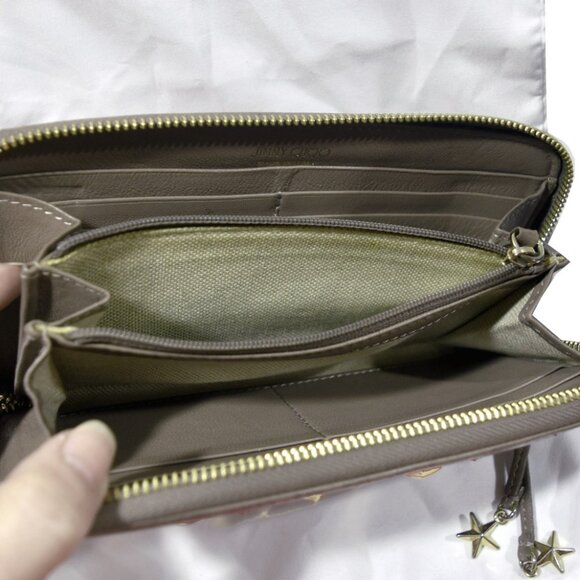 Jimmy Choo Filipa Star Stud & Crystal Continental Wallet – Taupe – Pre-Owned - Picture 10 of 12